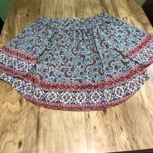 Knox Rose Blue Pink Paisley Bohemian Wide Sleeve Womens Shirt Top Size XXL